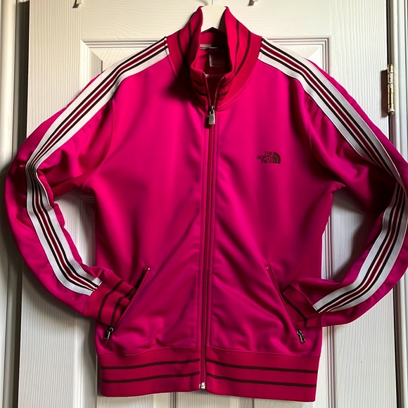The North Face oldschool zippered sweatshirt color hot ponk/ fuchsia size L - Picture 2 of 7